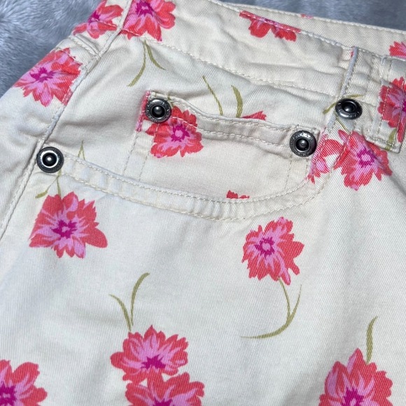Liz Claiborne Floral Print Pants Womens 12 Cream with Pink Flowers Casual Boho - Picture 13 of 16